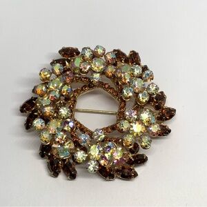 Verified Vintage Juliana D&E AB and topaz Tone Rhinestone brooch